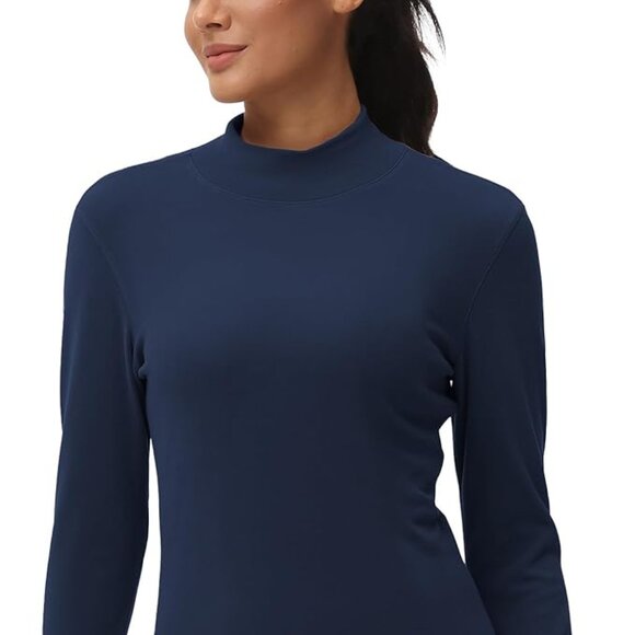 THE GYM PEOPLE Fleece Mock neck Pullover Base Layer Long Sleeve Womens SZ Medium - Picture 3 of 13